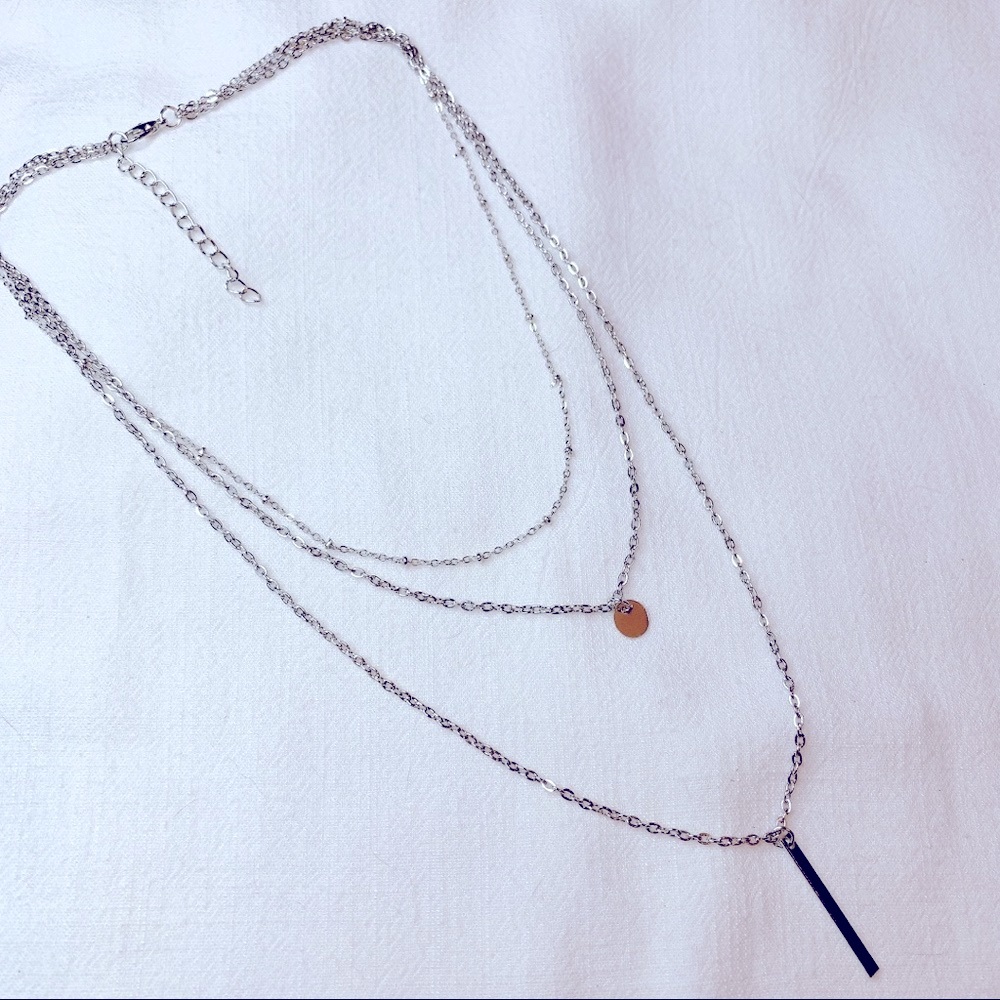 Three Layers Little Pendant Sliver Plated Necklace - Picture 4 of 9